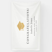 金ゴールド卒業キャップミニマリストホワイト卒業 横断幕 (縦)