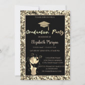 金ゴールド卒業キャップ後退卒業パーティー 招待状 (正面)