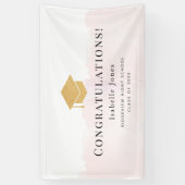 金ゴールド卒業キャップ水彩ピンク卒業 横断幕 (縦)