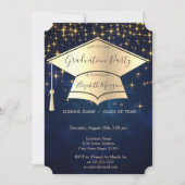 金ゴールド卒業キャップ、スターズブルー卒業 招待状 (正面)