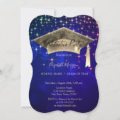 金ゴールド卒業キャップ、スターズブルー卒業 招待状 (正面)