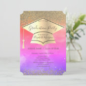 金ゴールド卒業キャップ、ダイヤモンドグラデーション卒業 招待状 (スタンド正面)