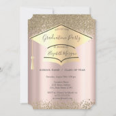 金ゴールド卒業キャップ、ダイヤモンドバラ金ゴールド卒業 招待状 (正面)