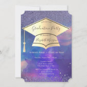 金ゴールド卒業キャップ、ダイヤモンド卒業 招待状 (正面)