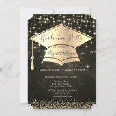 金ゴールド卒業キャップ、ダイヤモンド星卒業 招待状 (正面)