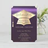 金ゴールド卒業キャップ、パープル卒業 招待状 (スタンド正面)