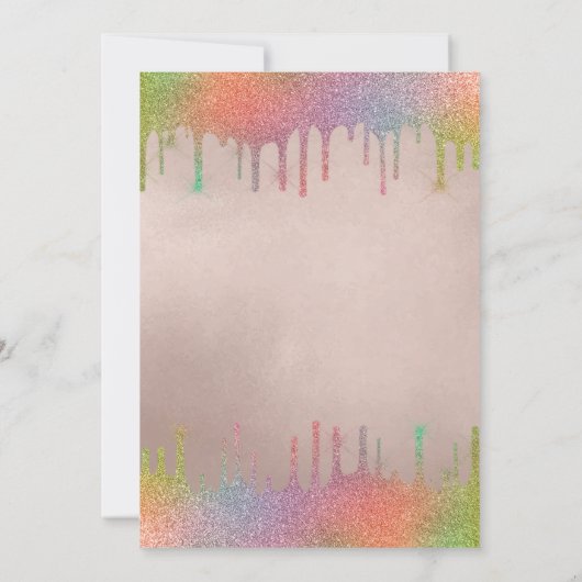 金ゴールド卒業キャップ、レインボードリップス卒業 招待状 (裏面)