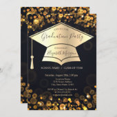 金ゴールド卒業キャップ《写真》ぼけ味暗部卒業 招待状 (正面/裏面)