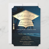 金ゴールド卒業キャップ、手のひら卒業 招待状 (正面)