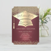 金ゴールド卒業キャップ、金ゴールドダイヤモンド卒業 招待状 (スタンド正面)