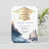 金ゴールド卒業キャップ、風景、自然卒業 招待状 (スタンド正面)