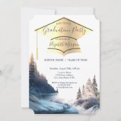 金ゴールド卒業キャップ、風景、自然卒業 招待状 (正面)