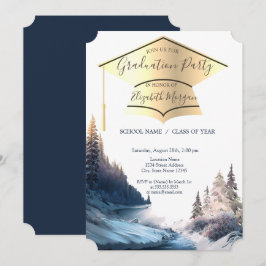 金ゴールド卒業キャップ、風景、自然卒業 招待状