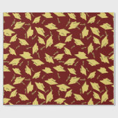 金ゴールド卒業キャップin the air on Maroonパーティー ラッピングペーパー (フラット)