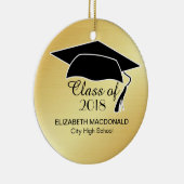金ゴールド卒業ステッカーブラックモルタルボード&文字 セラミックオーナメント (右)
