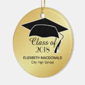 金ゴールド卒業ステッカーブラックモルタルボード&文字 セラミックオーナメント (左)
