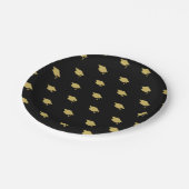 金ゴールド卒業ハットオンブラックグラモダンードパーティー ペーパープレート (アングル)