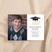 金ゴールド卒業ハット写真テンプレート 招待状