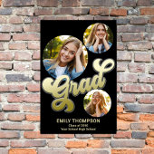 金ゴールド卒業パーティーのサインカスタム写真 ポスター