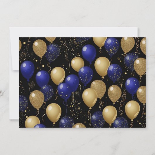 金ゴールド卒業パーティー海軍ブルー風船 招待状 (裏面)