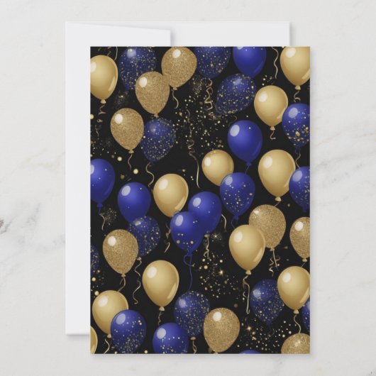 金ゴールド卒業パーティー海軍ブルー風船 招待状 (裏面)