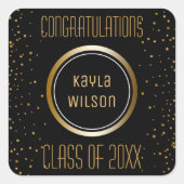 金ゴールド卒業党の好意 |おめでとうございます スクエアシール (正面)