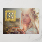 金ゴールド卒業写真の発表 箔招待状 (正面)