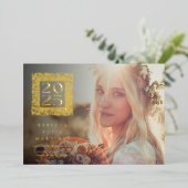 金ゴールド卒業写真クラス2024 箔招待状 (立ち正面)