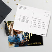 金ゴールド卒業写真招待状テンプレート 箔招待状ポストカード