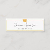 金ゴールド卒業名カードエレガント挿入カード スキニー名刺 (正面)