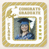 金ゴールド卒業大学院パーティーコースター スクエアペーパーコースター (正面)