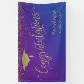 金ゴールド卒業式パープルブルーグラデーション 横断幕 (縦)