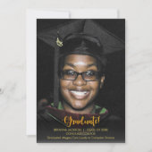 金ゴールド卒業文字暗い卒業発表 招待状 (正面)