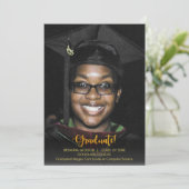 金ゴールド卒業文字暗い卒業発表 招待状 (スタンド正面)