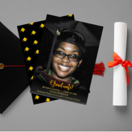 金ゴールド卒業文字暗い卒業発表 招待状