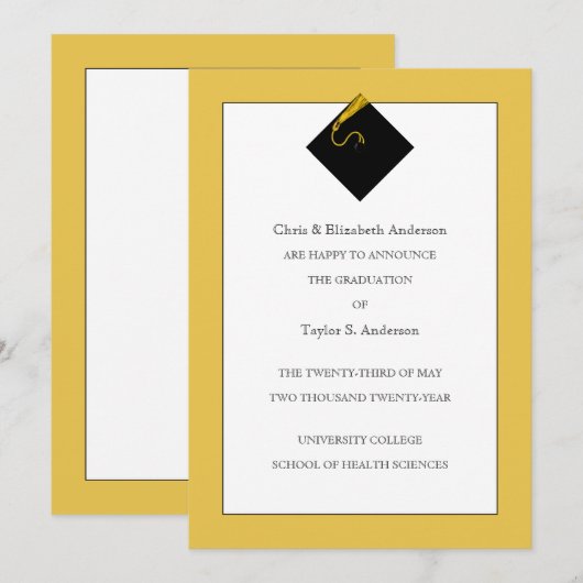 金ゴールド卒業発表 招待状 (正面/裏面)