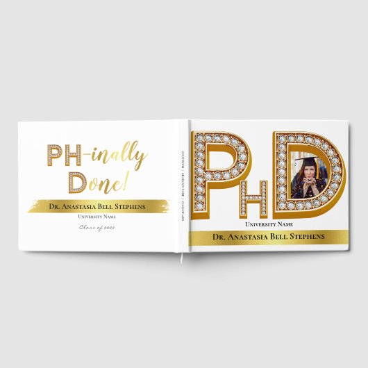 金ゴールド博士後期課程の卒業式パーティー写真 ゲストブック (全面)