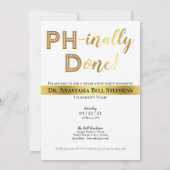 金ゴールド博士後期課程の卒業式パーティー写真 招待状 (裏面)