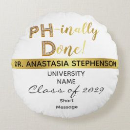 金ゴールド博士後期課程の卒業式パーティー ラウンドクッション