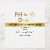 金ゴールド博士後期課程の卒業式パーティー ワインラベル (シングルラベル)