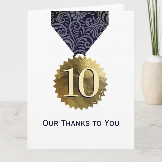 金ゴールド印フェイク式社員記念日 カード (正面)