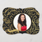 金ゴールド印象写真招待状 招待状 (正面/裏面)