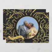 金ゴールド印象写真記念招待状 招待状 (正面/裏面)