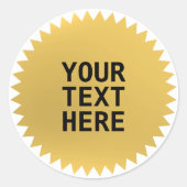 金ゴールド印鑑賞受賞カスタム文字 ラウンドシール (正面)