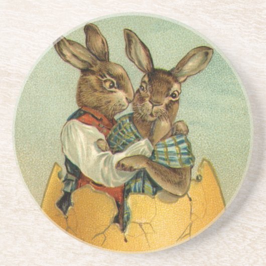 金ゴールド卵のヴィンテージイースタービクトリアン コースター (正面)