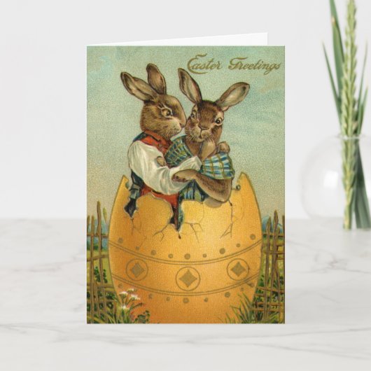 金ゴールド卵のヴィンテージイースタービクトリアン シーズンカード (正面)