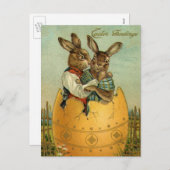 金ゴールド卵のヴィンテージイースタービクトリアン シーズンポストカード (正面/裏面)