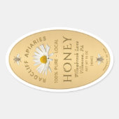 金ゴールド卵形ハチミツの紋章、デイジー 楕円形シール (正面)