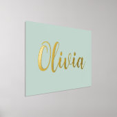 金ゴールド又は銀のエレガント名淡い色の台本sea green 箔ポスター (レイダウン)