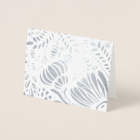 金ゴールド又は銀モダンのエレガント花柄 箔カード (正面)